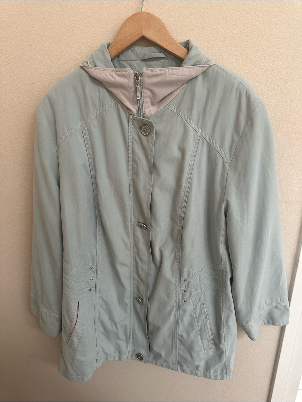 Barbara Lebek Women’s Plus Size 22 Sage Gray Lightweight Hooded Jacket